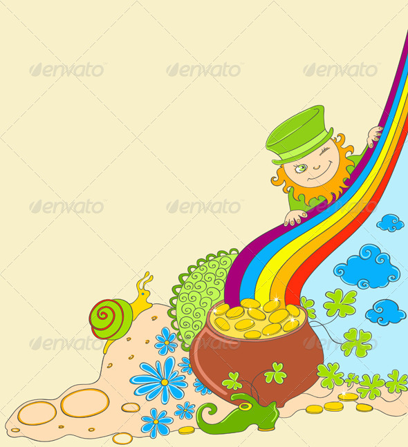 St Patrick's Day Background with Leprechaun