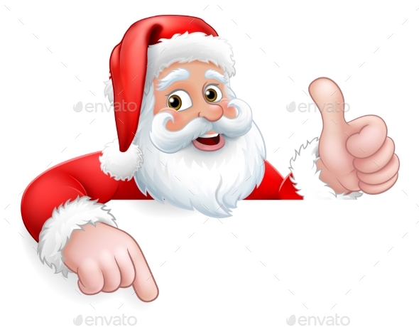 Santa Claus Christmas Peeking Pointing Cartoon