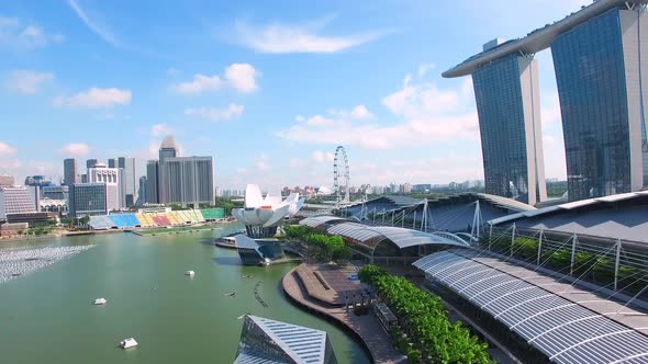 Aerial View of Marina Bay Sands Complex and Art Science Museum. Singapore