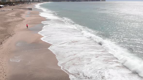 Running at morning beach