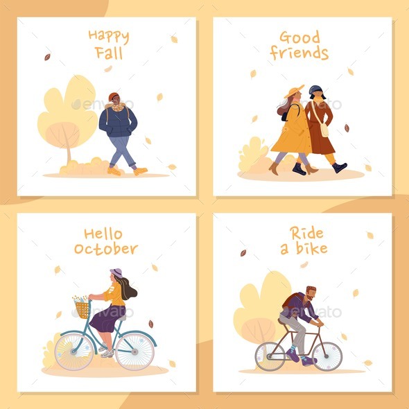 Happy Fall People Outdoor Activities Greeting Card