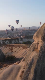 Cappadocia Turkey  Vertical Video of Balloon Launch