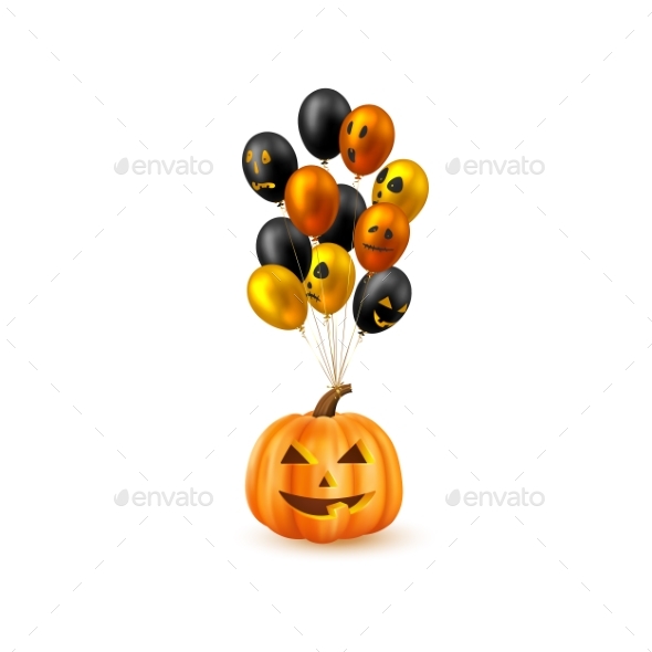 Halloween Hanging Pumpkin with Glossy Balloons