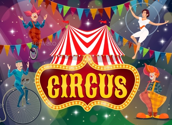 Circus Show Performers Vector Poster