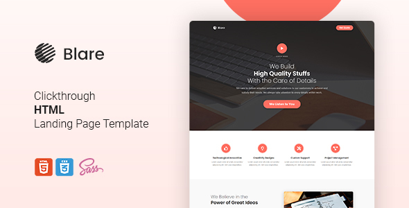 Blare - Clickthrough HTML Landing Page Template