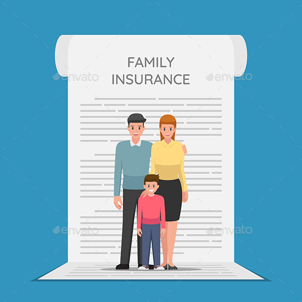 Family Members are Standing on The Insurance Policy Document