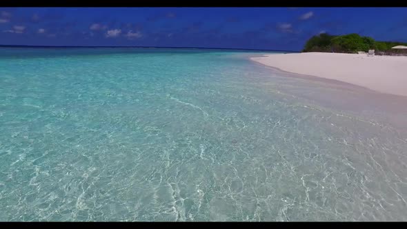 Aerial above seascape of luxury bay beach break by blue sea with white sand background of a dayout i