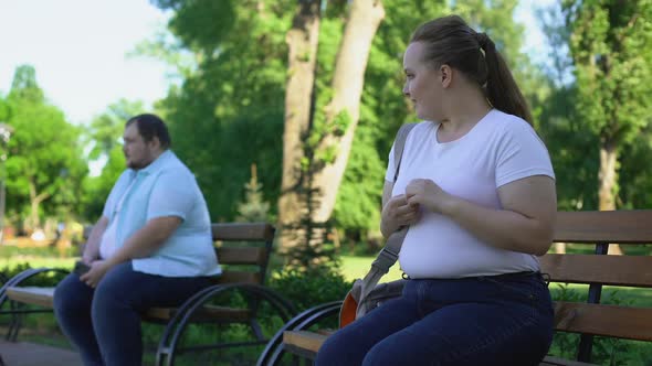 Shy Obese Man and Insecure Woman Afraid to Get Acquainted, Inexperienced