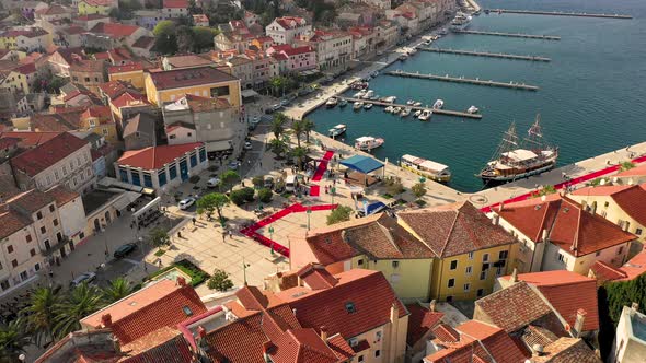 Aerial view of Veli Losinj bay during the day, Croatia.