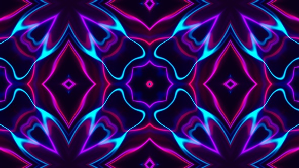 Multicolor Neon Line Abstract Liquid Kaleida Background Seamless Loop V1