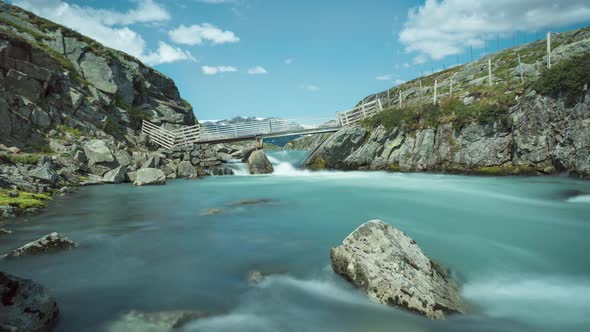 Long exposure time lapse of fast flowing mountain river