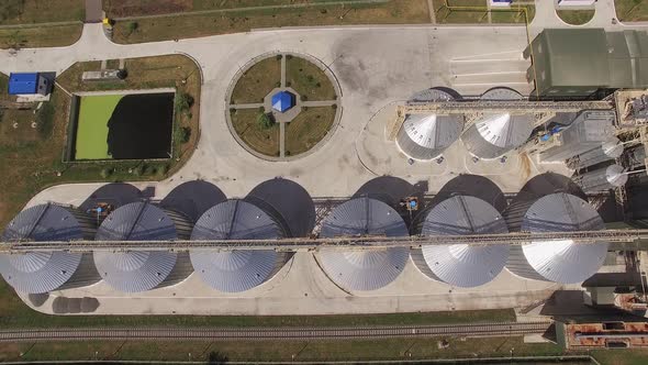 Grain Storage Tanks, Top View.