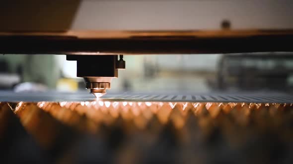 Machine for Laser Cutting of Metal Makes the Cutting of a Metal Sheet.