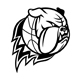Head of English Bulldog Basketball Ball on Fire Blazing Mascot Black and White - GraphicRiver Item for Sale
