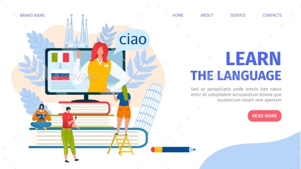 Learn Language Landing Web Page Design Template