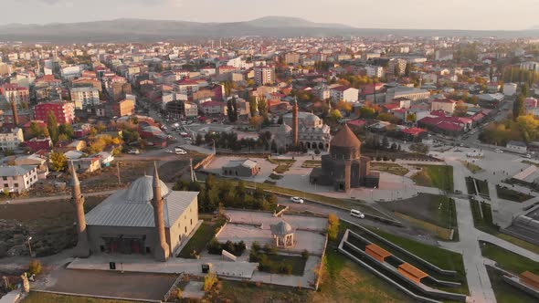Top View Cityscape of Kars City at Sunset in Kars Province Turkey