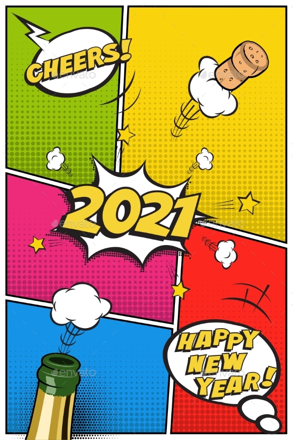 2021 New Year Vertical Postcard or Greeting Card