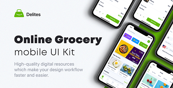 Delites - Online Grocery & Recipes UI Kit for Sketch