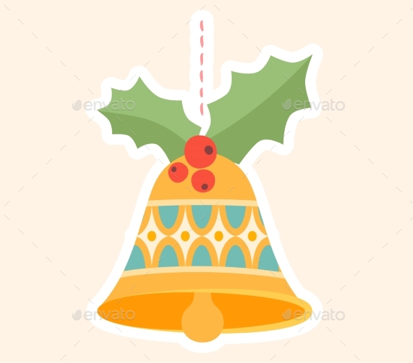 Decorative Christmas Bell Ornament with Holly