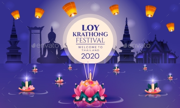 Colorful Loy Krathong Poster Design for 2020