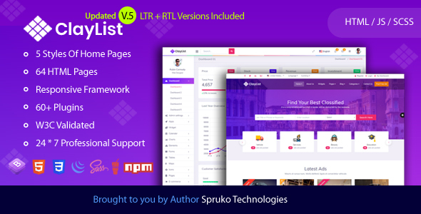 Claylist - Bootstrap Responsive Classifieds, Directory, Multipurpose Listing HTML Template