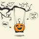 Happy Halloween Pumpkin Swinging Under a Tree