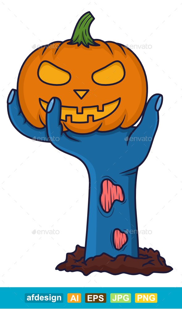 Halloween Pumpkins Raised by Zombie Hand