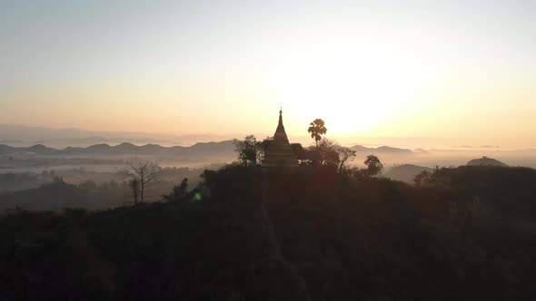 Aerial view of Mrauk-U temple.