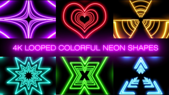 4K Looped Colorful Neon Shapes Part 2