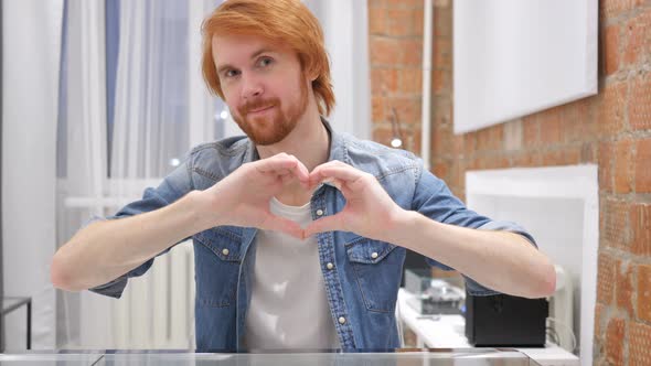 Heart Sign by Redhead Beard Man, Hands Gesture