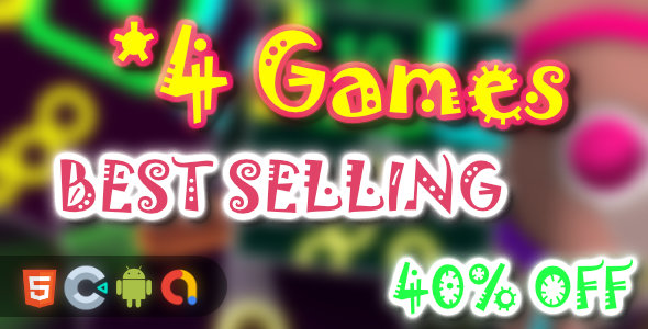 BEST Selling Games Bundle - 4 Games(Html5 + Construct 3 +Mobile)