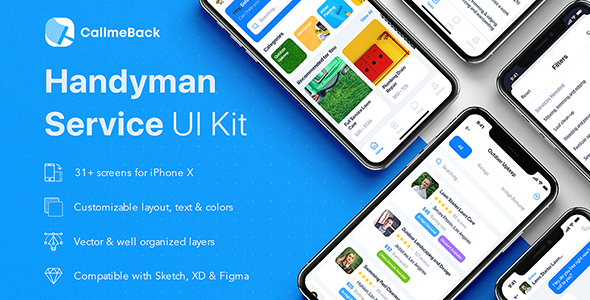 CallmeBack - Handyman Service UI Kit for Adobe XD