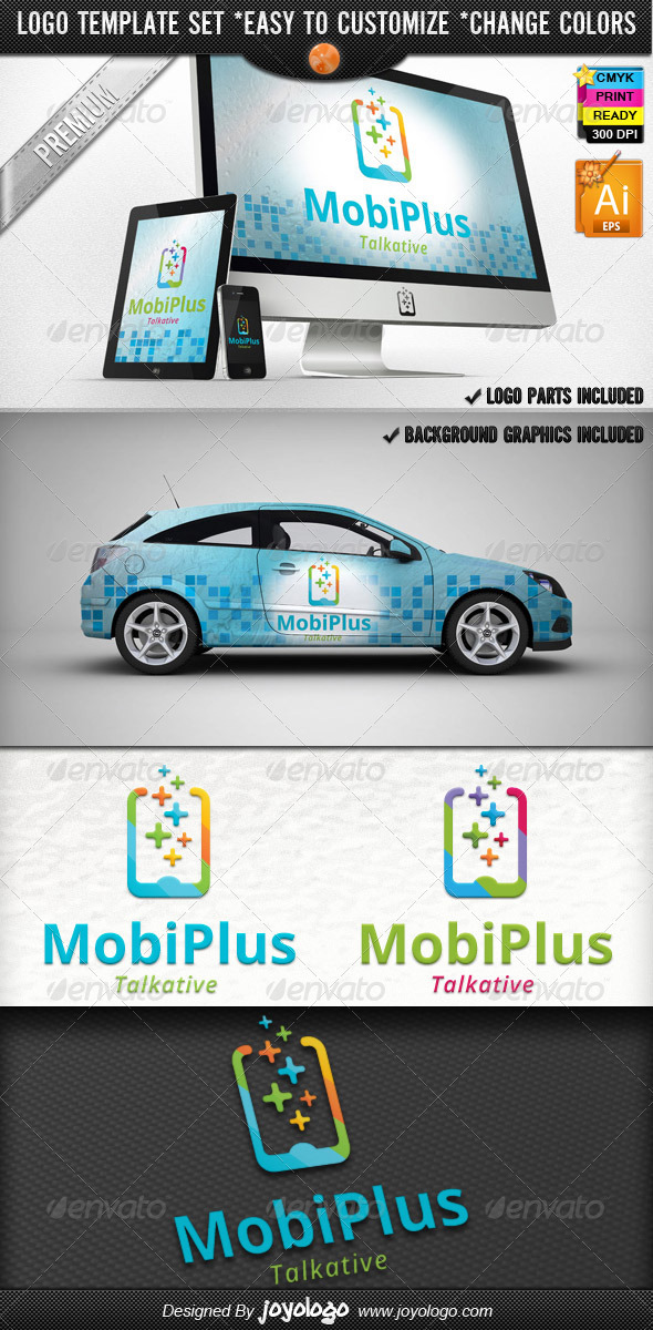 Cellular Phone Application Mobile Plus Logo Design