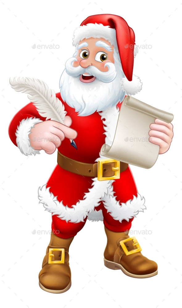 Santa Claus Quill Pen Scroll Letter Cartoon