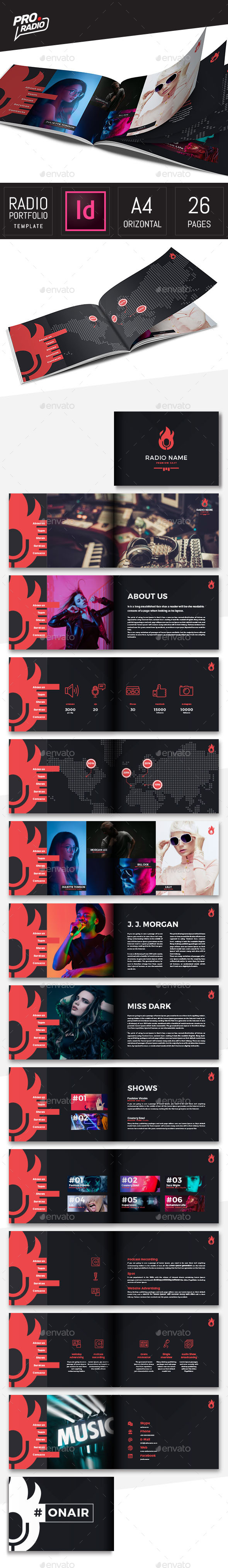 Radio Station Portfolio Template - A4 InDesign