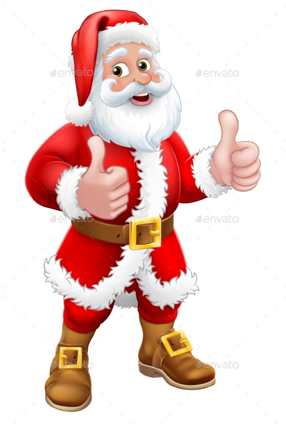 Santa Claus Christmas Cartoon Character Thumbs Up