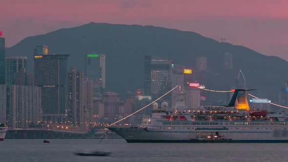 Hong Kong City Day to Night View From Kowloon Bay Downtown Timelapse