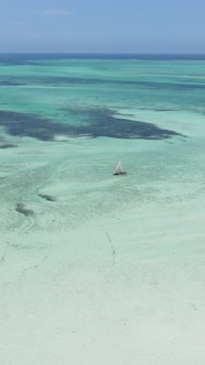 Vertical Video Boats in the Ocean Near the Coast of Zanzibar Tanzania