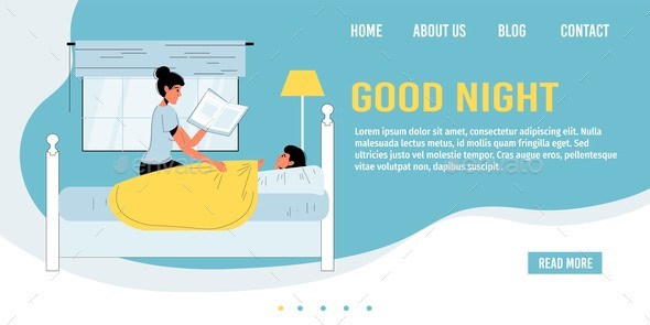 Mother Read Fairytale To Kid Bedtime Landing Page