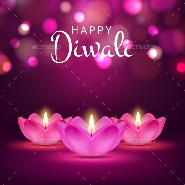 Happy Diwali Vector Poster, Indian Lights Festival