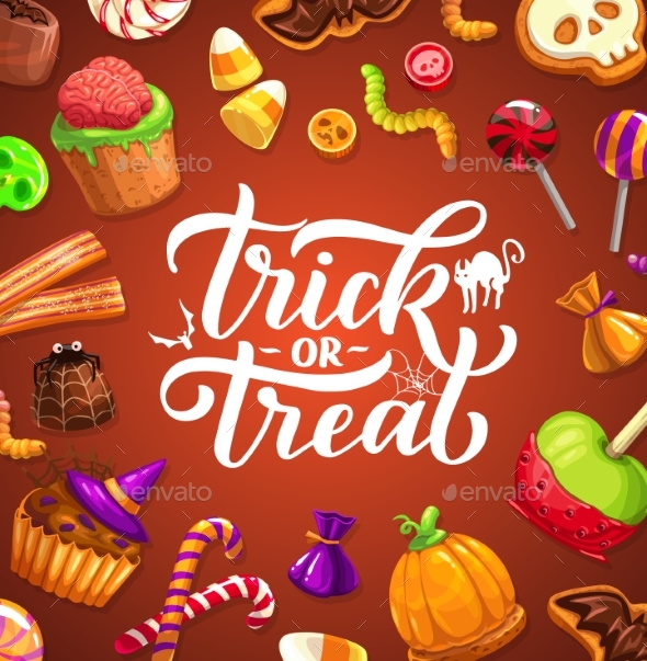 Halloween Trick or Treat Poster with Lettering