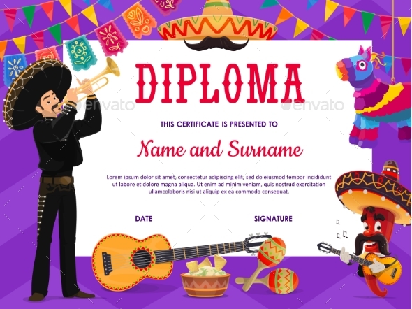 School Education Diploma with Mariachi Musician