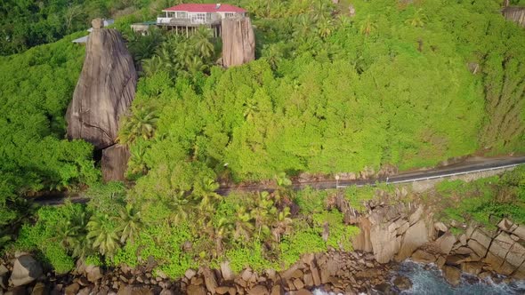 Beautiful villa aerial view Seychelles