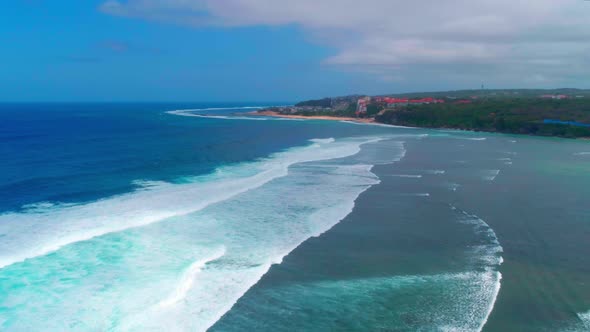 Flying Over The Ocean Overlooking The Coast