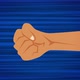 Flying fist on blue background. Looped animation of punching fist. Anime style moving arm - VideoHive Item for Sale