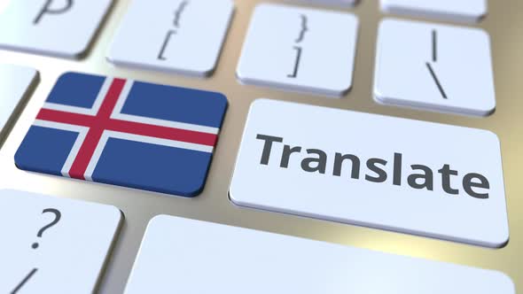TRANSLATE Text and Flag of Iceland on the Keys alt