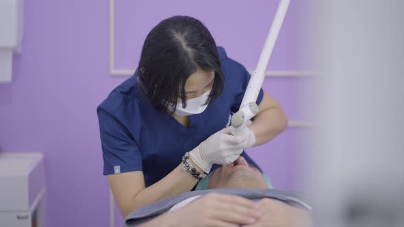 Man Gets Laser Treatment to Remove Nasolabian Fold Wrinkles  Laser Device