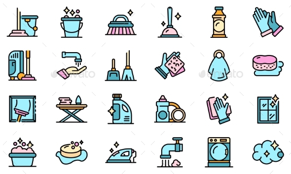 Housekeeping Icons Vector Flat