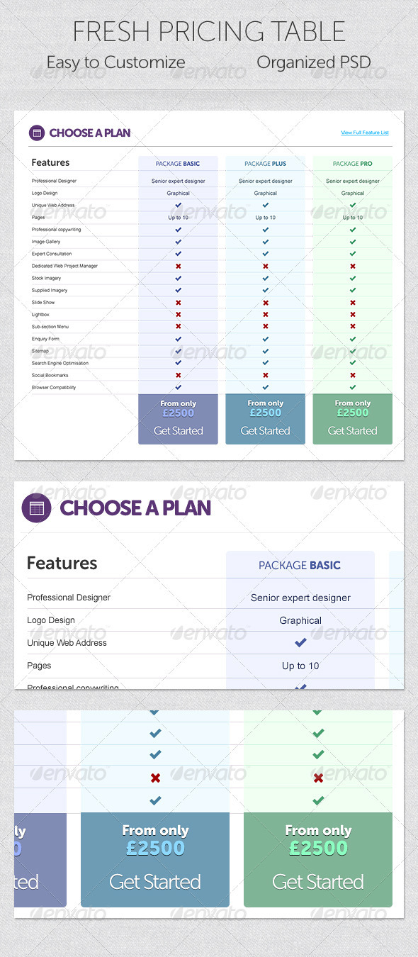 Fresh Pricing Table