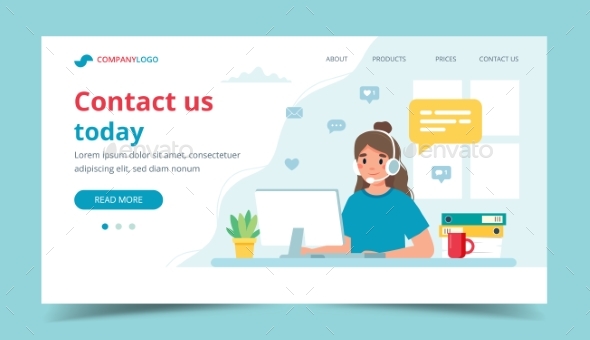 Contact Us Landing Page Woman with Headphones